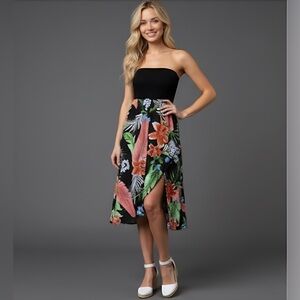 Boho Floral Print Tulip Hem Tube Dress